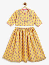 Load image into Gallery viewer, Campana Girls Koel Lehenga Set - Kanthawork with Floral Print - Yellow