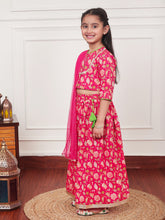 Load image into Gallery viewer, Campana Girls Koel Lehenga Set - Floral Jaal - Magenta