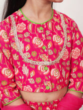 Load image into Gallery viewer, Campana Girls Koel Lehenga Set - Floral Jaal - Magenta