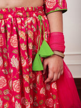 Load image into Gallery viewer, Campana Girls Koel Lehenga Set - Floral Jaal - Magenta