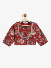 Load image into Gallery viewer, Campana Girls Koel Lehenga Set - Kanthawork on Floral Jaal - Maroon