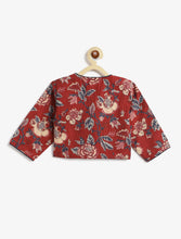 Load image into Gallery viewer, Campana Girls Koel Lehenga Set - Kanthawork on Floral Jaal - Maroon