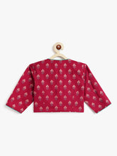 Load image into Gallery viewer, Campana Girls Koel Pure Cotton Block & Jaal Printed Lehenga Set - Maroon