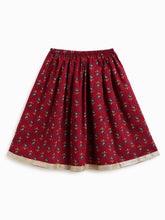 Load image into Gallery viewer, Campana Girls Koel Pure Cotton Floral Print Lehenga Set - Maroon