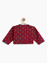 Load image into Gallery viewer, Campana Girls Koel Pure Cotton Floral Print Lehenga Set - Maroon