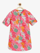 Load image into Gallery viewer, Campana Girls Urvashi Kurta - Bold Florals - Pink & Green