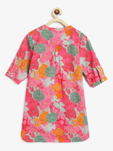 Load image into Gallery viewer, Campana Girls Urvashi Kurta - Bold Florals - Pink & Green