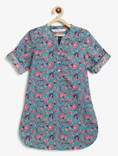 Load image into Gallery viewer, Campana Girls Urvashi Kurta - Seamless Floral Print - Teal & Purple