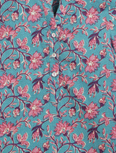 Load image into Gallery viewer, Campana Girls Urvashi Kurta - Seamless Floral Print - Teal & Purple