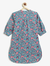 Load image into Gallery viewer, Campana Girls Urvashi Kurta - Seamless Floral Print - Teal & Purple