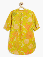 Load image into Gallery viewer, Campana Girls Urvashi Kurta - Floral Dusk Print - Lime Green & Orange