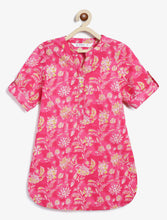 Load image into Gallery viewer, Campana Girls Urvashi Kurta - Seamless Floral Print - Magenta