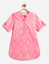 Load image into Gallery viewer, Campana Girls Urvashi Cotton Kurta - Geometric Print - Pink