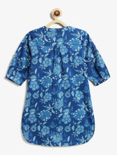 Load image into Gallery viewer, Campana Girls Urvashi Cotton Kurta - Seamless Floral Print - Indigo Blue