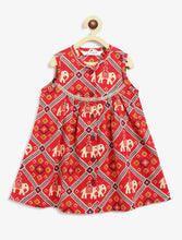 Load image into Gallery viewer, Campana Girls Revathi Kurta Pants Set - Royal Elephants Print - Red & Purple