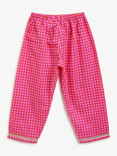 Load image into Gallery viewer, Campana Girls Revathi Pure Cotton Floral String Printed Kurti Pants Set - Light Green & Pink
