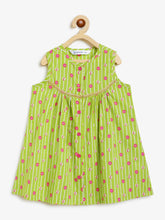 Load image into Gallery viewer, Campana Girls Revathi Pure Cotton Floral String Printed Kurti Pants Set - Light Green & Pink