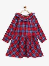 Load image into Gallery viewer, Campana Girls Chloe Full Sleeve Dress - Checks - Red & Blue