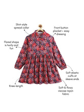 Load image into Gallery viewer, Campana Girls Ava Button Down Dress - Festive Roses Print - Red & Blue