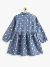 Load image into Gallery viewer, Campana Girls Ava Button Down Dress - Star Print - Denim Blue