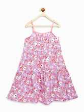 Load image into Gallery viewer, Campana Girls Myra Midi Length Floral Printed Dress - Purple