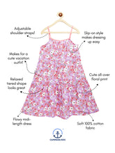 Load image into Gallery viewer, Campana Girls Myra Midi Length Floral Printed Dress - Purple