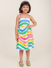 Load image into Gallery viewer, Campana Girls Myra Midi Length Dress - Rainbow Waves - Multicolour