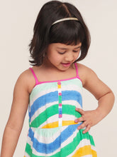 Load image into Gallery viewer, Campana Girls Myra Midi Length Dress - Rainbow Waves - Multicolour
