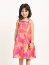 Load image into Gallery viewer, Campana Girls Myra Midi Length Dress - Sunset Canvas Print - Orange & Purple