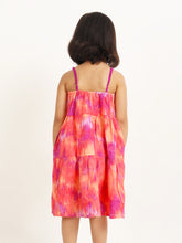 Load image into Gallery viewer, Campana Girls Myra Midi Length Dress - Sunset Canvas Print - Orange & Purple