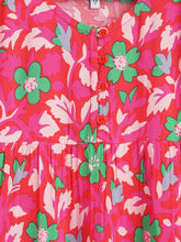 Load image into Gallery viewer, Campana Girls Naomi Puff Sleeve Tiered Dress - Floral Pop Print - Pink & Green