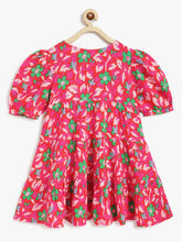 Load image into Gallery viewer, Campana Girls Naomi Puff Sleeve Tiered Dress - Floral Pop Print - Pink & Green