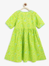 Load image into Gallery viewer, Campana Girls Nihira Flared Kurta - Bandhini Print - Lime Green