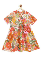 Load image into Gallery viewer, Campana Girls Nihira Flared Kurti - Bold Floral Print - Off White & Multi