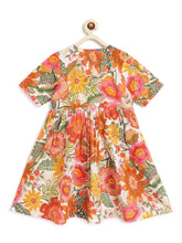 Load image into Gallery viewer, Campana Girls Nihira Flared Kurti - Bold Floral Print - Off White & Multi