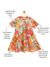 Load image into Gallery viewer, Campana Girls Nihira Flared Kurti - Bold Floral Print - Off White & Multi
