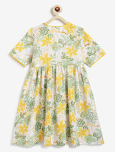 Load image into Gallery viewer, Campana Girls Nihira Flared Kurta - Floral Kanthawork - White & Yellow