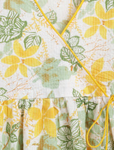 Load image into Gallery viewer, Campana Girls Nihira Flared Kurta - Floral Kanthawork - White & Yellow
