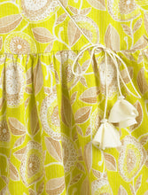 Load image into Gallery viewer, Campana Girls Nihira Flared Kurta - Kantha & Floral Print - Lime Green