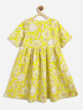 Load image into Gallery viewer, Campana Girls Nihira Flared Kurta - Kantha & Floral Print - Lime Green