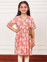 Load image into Gallery viewer, Campana Girls Nihira Flared Kurta - Floral Jaal Print - Dusty Pink
