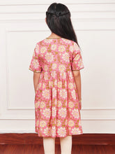 Load image into Gallery viewer, Campana Girls Nihira Flared Kurta - Floral Jaal Print - Dusty Pink