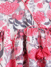 Load image into Gallery viewer, Campana Girls Nihira Pure Cotton Kanthawork & Floral Printed Flared Kurta - White & Pink