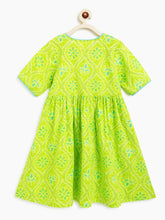 Load image into Gallery viewer, Campana Girls Nihira Pure Cotton Bandhini Print Anarkali Kurta - Lime Green