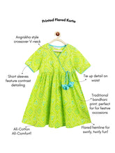 Load image into Gallery viewer, Campana Girls Nihira Pure Cotton Bandhini Print Anarkali Kurta - Lime Green