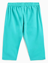 Load image into Gallery viewer, Campana Girls Nihira Floral Printed Kurta Pants Set - Lime & Turquoise Blue