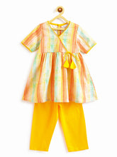 Load image into Gallery viewer, Campana Girls Nihira Sequin Embroidered & Printed Kurti Pants Set - Multicolour & Yellow