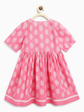 Load image into Gallery viewer, Campana Girls Nihira Sharara Set with Embroidered Dupatta - Blockprint & Zigzag - Pink & White