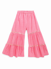 Load image into Gallery viewer, Campana Girls Nihira Sharara Set with Embroidered Dupatta - Blockprint & Zigzag - Pink & White