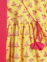 Load image into Gallery viewer, Campana Girls Nihira Sharara Set with Dupatta - Flower Bud Print - Yellow & Pink